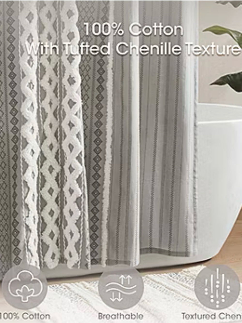 Ink & Ivy Imani shower curtain in gray - Picture 2 of 5